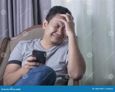 Young Man Crying To Get Bad News On Phone Stock Image Image Of
