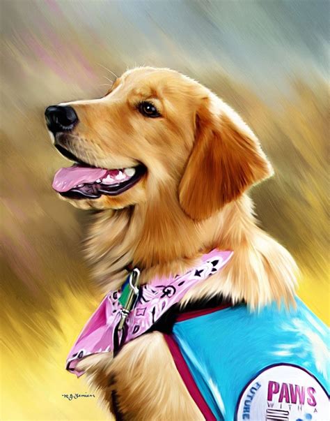 Hand Crafted Custom Pet Portrait Painting On Canvas Golden Retriever By