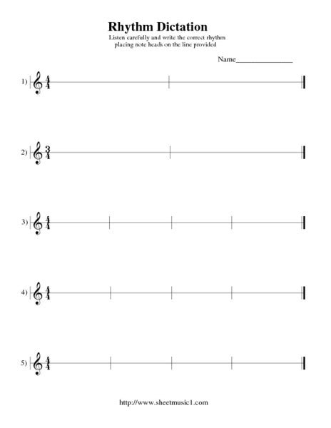 Rhythm Dictation Printables For 4th 12th Grade Lesson Planet