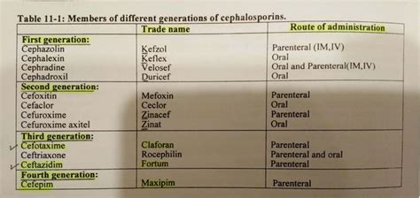 Cephalosporins Generations Medizzy