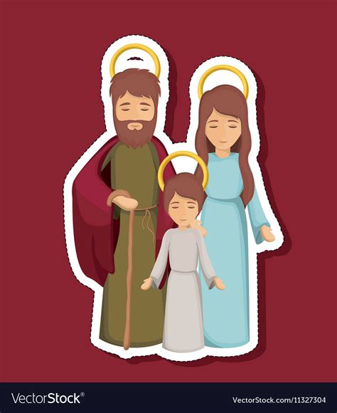 Jesus Mary And Joseph Cartoon Design Royalty Free Vector