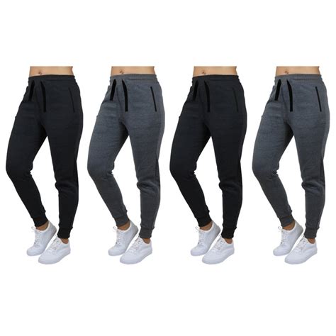 4 Pack Womens Loose Fit Joggers With Zipper Pockets Sizes S 2xl Tanga