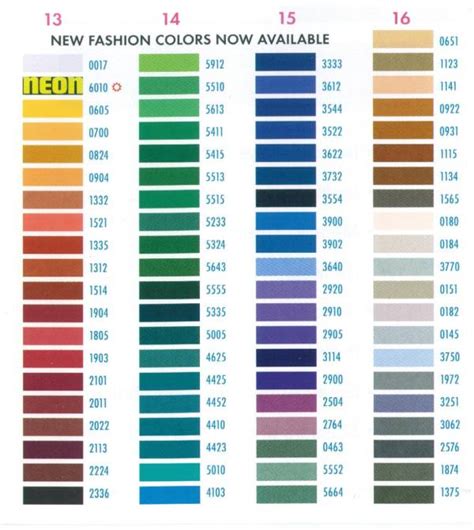 √ Printable Brother Thread Color Chart Brother Embroidery Thread