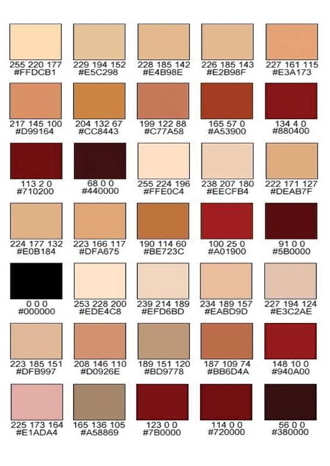Pin By Nh V N Nguy N On Tutorial Study Skin Color Palette Rgb Color Codes Hex Color Palette