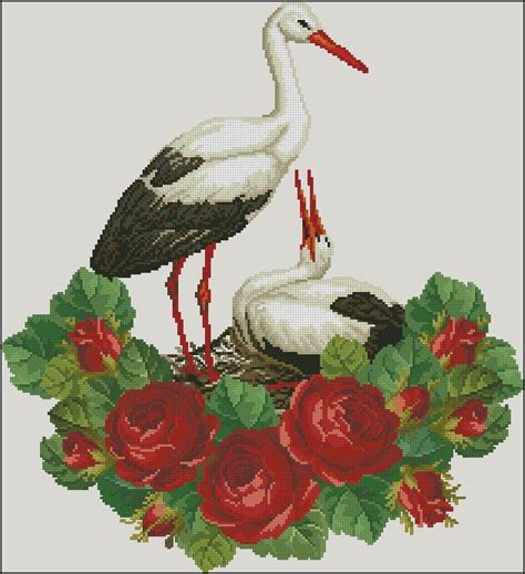 Storks Embroidery Pattern Embroidery Design Cross Stitch Embroidery