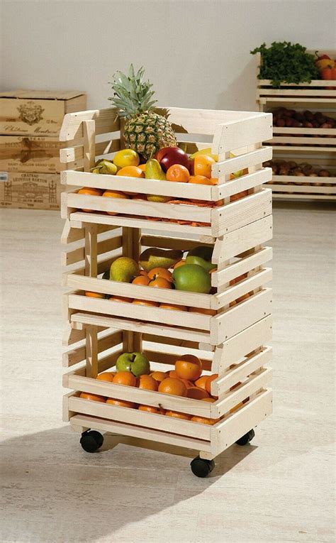 3 Tier Wooden Kitchen Vegetable Fruit Storage Food Rack Portable