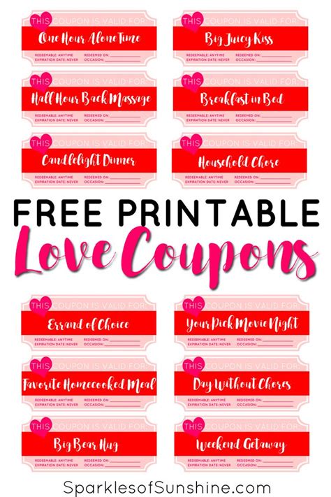 Valentine S Day Free Printable Love Coupons Love Coupons Free Valentines Day Cards