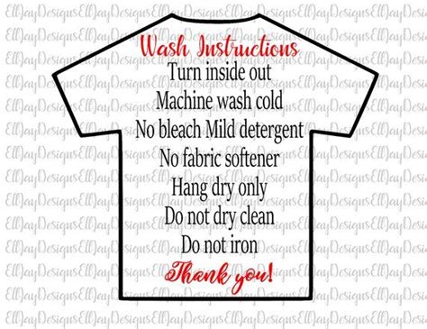 Shirt Wash Instructions Svg Htv Shirt Care Card Care Card Svg Shirt