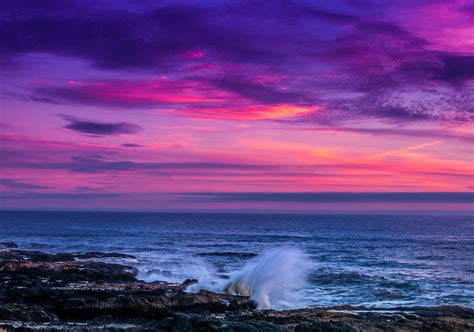 Ocean With Pink Clouds During Sunset Hd Pink Wallpape Vrogue Co