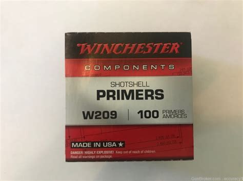 Winchester W209 Primers 209 Shotshell Box Of 100 1 Tray Of