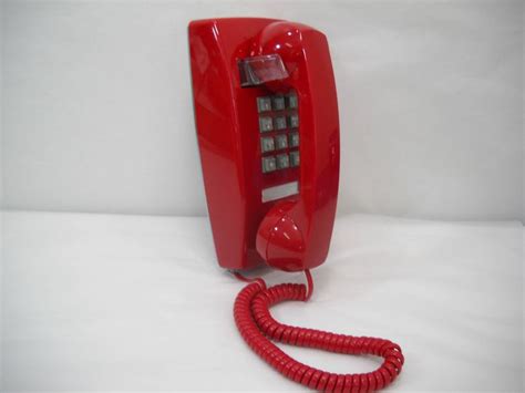 Vintage Cortelco Red Push Button Wall Phone Corded Landline Etsy