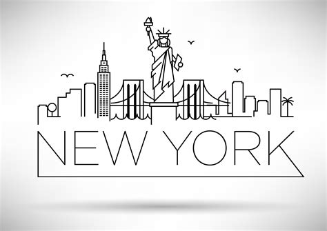 20 Usa Cities Linear Skyline New York Drawing City Drawing Skyline