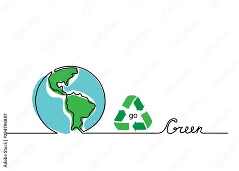 Go Green Vector Concept Lettering With Earth And Recycle Sign One
