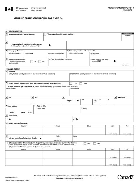 Imm 0008 Generic Application Form For Canada 2019 Fill Out And Sign