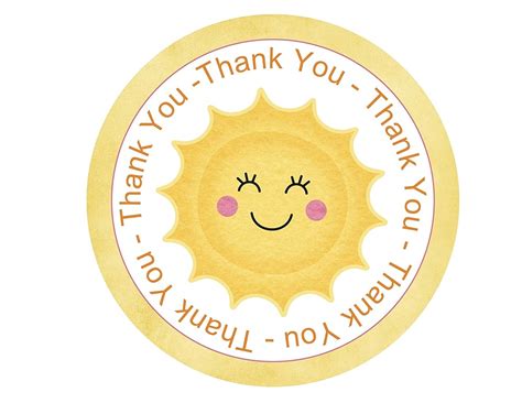 Sunshine Thank You Stickers 24pcs Sun Summer Party Favors