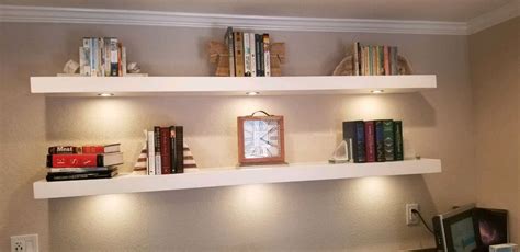 Custom Floating Shelf With Led Lights Unstained Etsy Floating