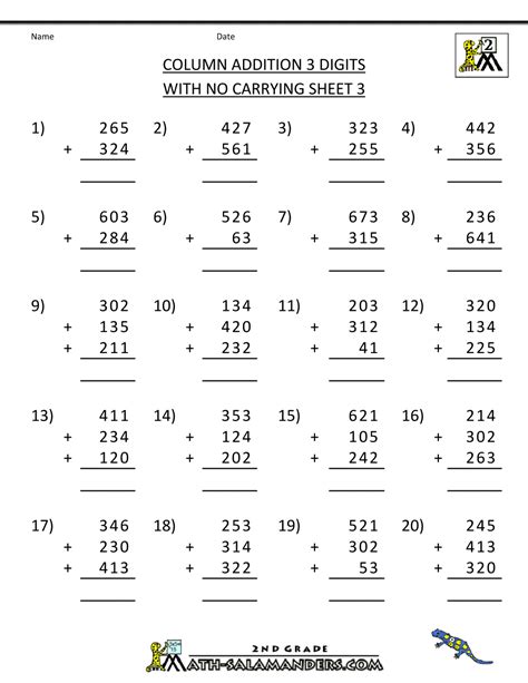 Here you will find our selection of free printable 2nd grade math practice sheets, for your child will enjoy. Free Printable Addition Worksheets 3 Digits