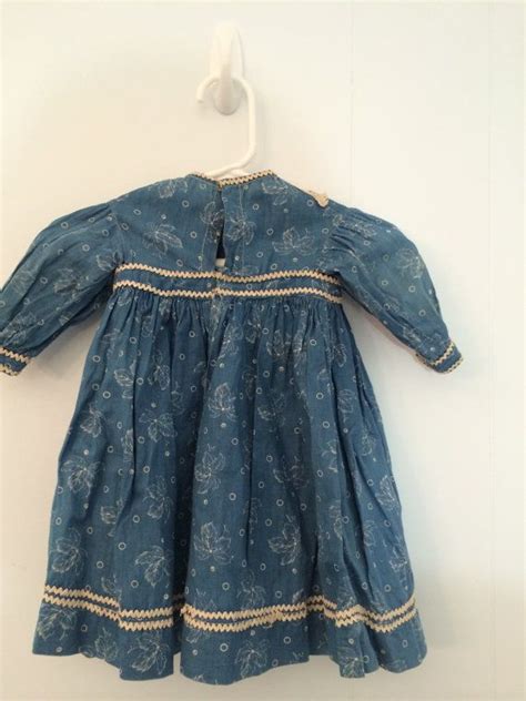 Early Antique Blue Calico Doll Dress And Matching Bonnet Etsy Doll
