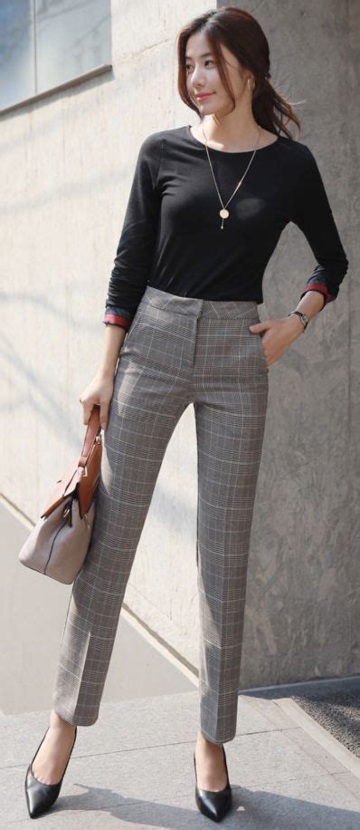 Don't dress in all casual items or all dressy items, mix them. Check Print Straight Leg Slacks in 2020 | Smart casual ...