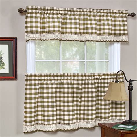 Woven Trends Kitchen Curtain Tier And Valance Set Farmhouse Curtains