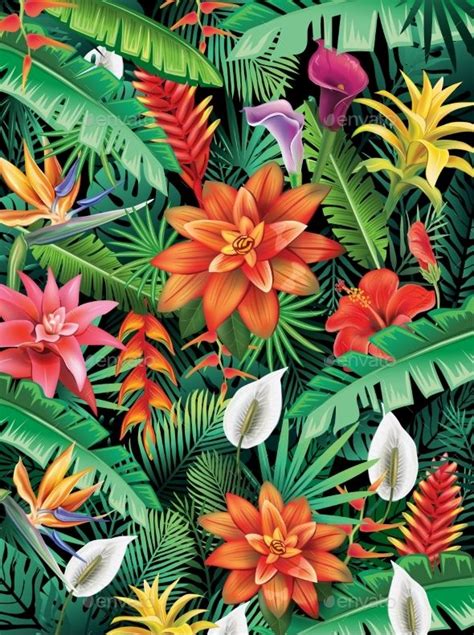 Background From Tropical Flowers Tropical Wallpaper Flower Wallpaper