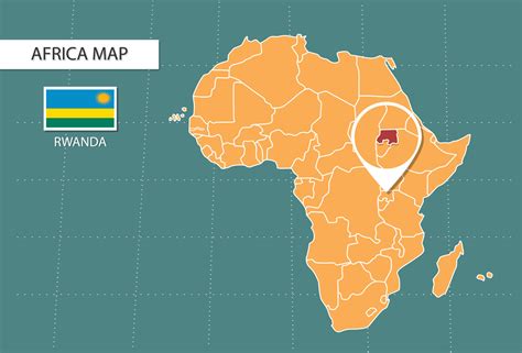 Rwanda Map In Africa Zoom Version Icons Showing Rwanda Location And