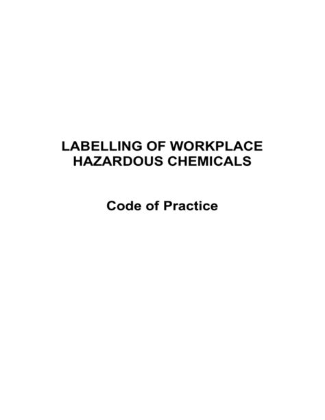 Labelling Of Workplace Hazardous Chemicals