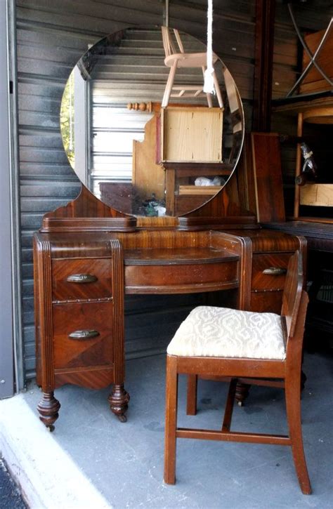 The bedroom vanity provides a place to store makeup, perfume and accessories. 1920's ART DECO Waterfall VANITY with Mirror and Seat ...