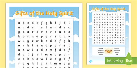 The Gifts Of The Holy Spirit Word Search Teacher Made