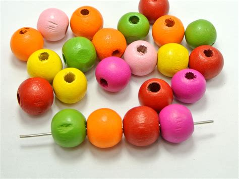 100 Mixed Bright Color 14mm Round Wood Beads~wooden In Garment Beads
