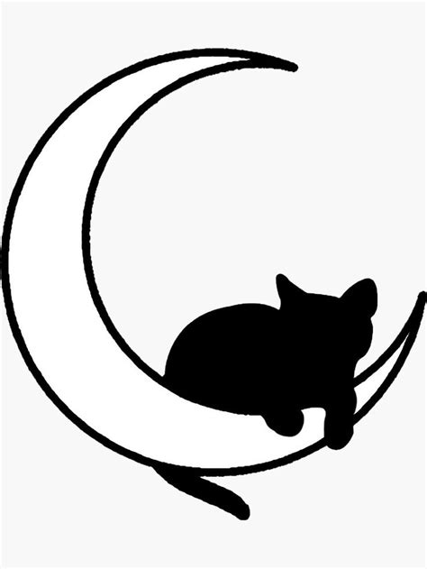 Moon Cat Sticker By Badchanel Black Cat Tattoos Black Cat Art