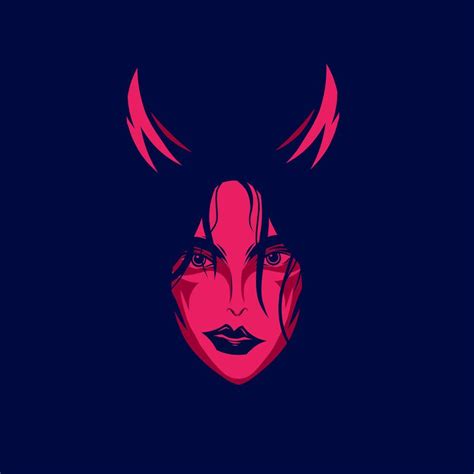 Sexy Devil Demon Woman Face Logo Colorful Design With Dark Background Abstract Vector