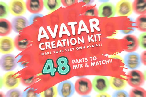 An Advertisement For Avatar Creation Kit 48 Parts To Mix And Match With