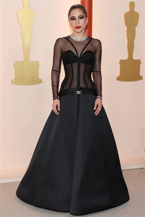 Lady Gaga Stole The Show At The Oscars In A Stunning See Through Corset Gown