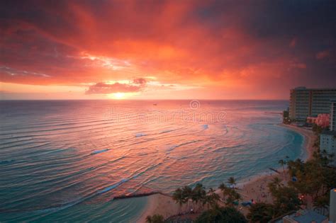 Waikiki Beach Honolulu Hawaii Stock Image Image Of Sand Lagoon