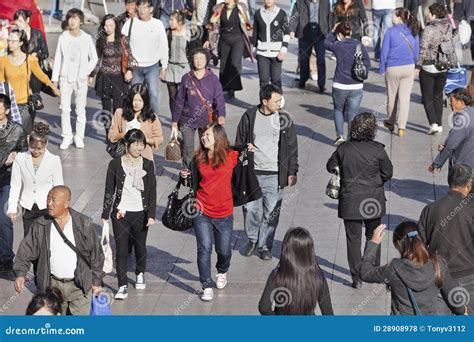 Young Chinese Women In A Moving Crowd Editorial Stock Photo Image Of