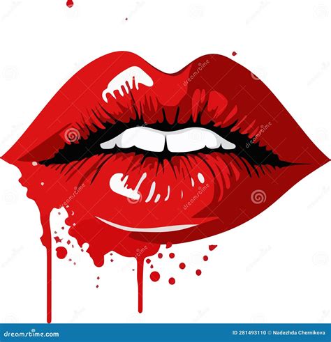 Vector Illustration Of Sensual Lips And Even Teeth Stock Vector Illustration Of Sensual