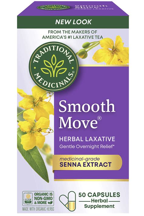 Traditional Medicinals Smooth Move Senna Herbal Laxative Caps 50