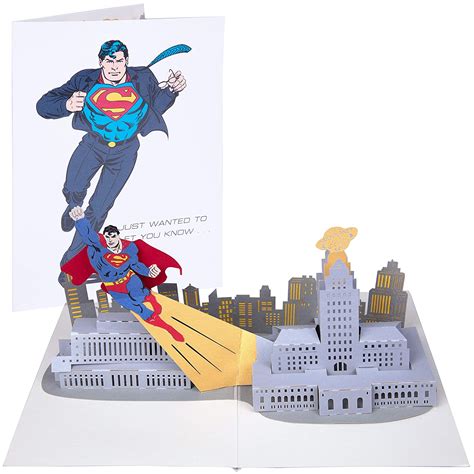 Dc Comics Superman Pop Up Greeting Card Deluxe Handcrafted Pop Up