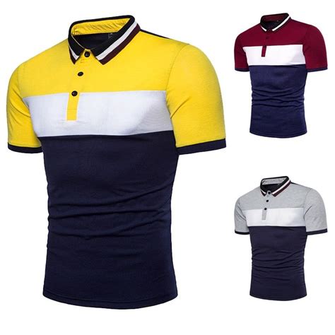 Short Sleeve Polo Chest Three Stripe Color Matching Fashion Collocation Cross Border Lapels Polo