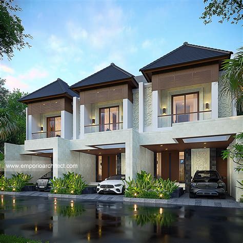 Desain Perumahan Style Villa Bali 2.5 Lantai Ibu MRN di Depok - Tampak