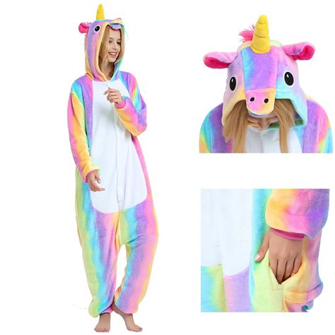 Rainbow Unicorn Onesie Unisex Women And Men Animal Pajamas Kigurumi