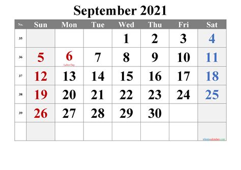 Editable September 2021 Calendar Template Notr21m21