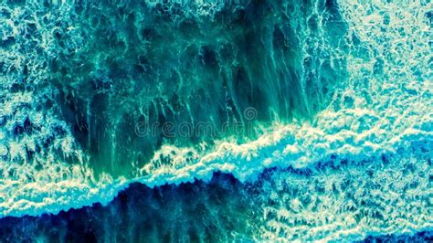Beautiful Blue Ocean Waves Aerial View Top View To The Beautiful