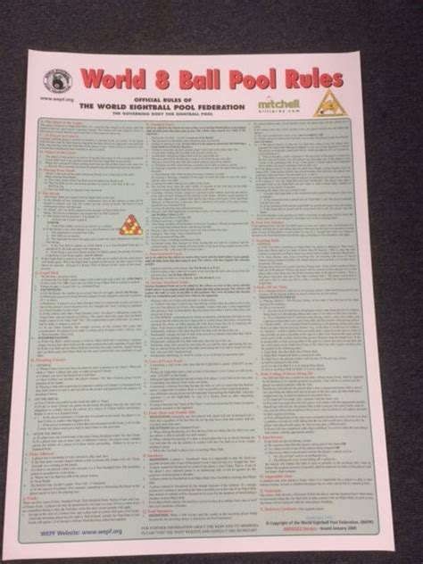 Snooker is a popular billiards game that is similar to pool. Pool Billiard Snooker Rule Poster - World 8 Ball ...