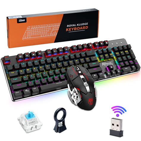Mechanical Gaming Keyboard Mouse Combo Lychee Wiredwireless 104 Keys