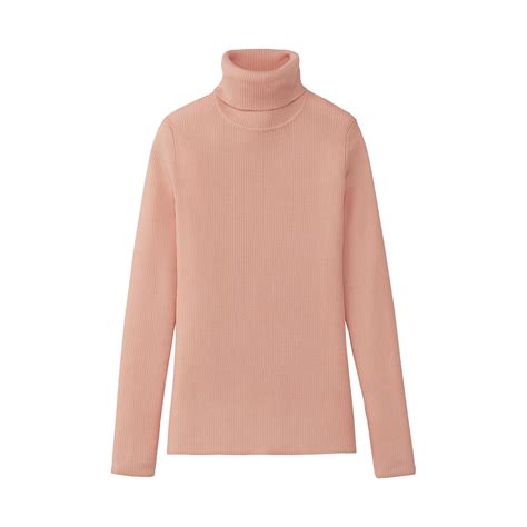 Uniqlo Women Extra Fine Merino Rib Polo Neck Sweater In Pink Lyst