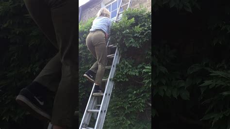 Girl Skirts Up Ladder Youtube