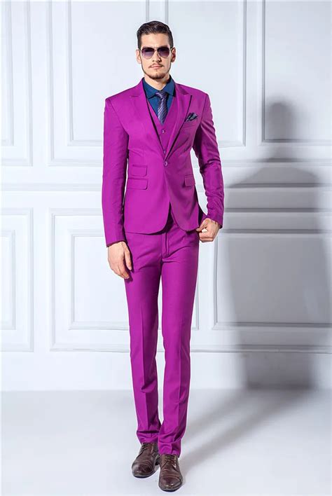 2017 Tailored Slim Fit Mens Bright Purple Tuxedos Best Men Wedding Suits Dinner Prom Suits