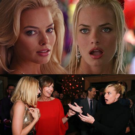 margot robbie meets her doppelganger jaime pressly for the first time r pics